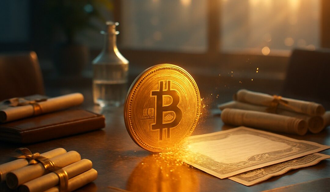 Illustrazione editoriale su MSCI che valuta l'esclusione di Strategy dagli indici azionari globali per il modello di tesoreria Bitcoin
