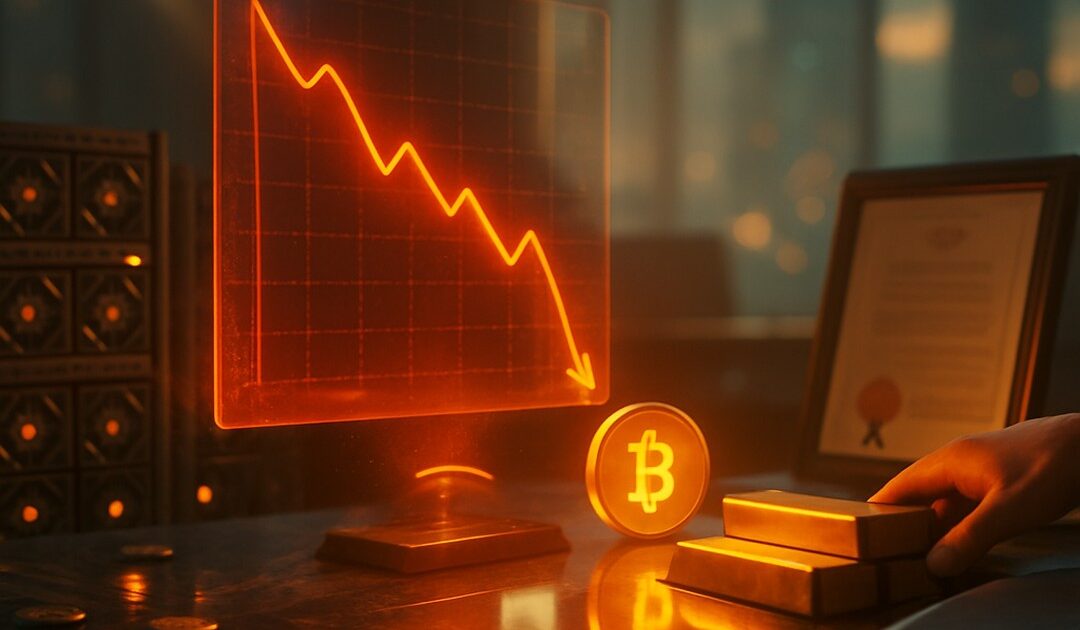 Illustrazione editoriale ETF Bitcoin e indicatore China Credit Impulse, deflusso di settembre